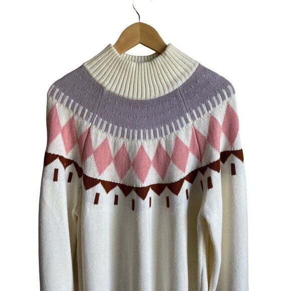 Free Assembly Women's Size XXL Cream Fair Aisle Mock Neck Pullover Sweater - Picture 5 of 9